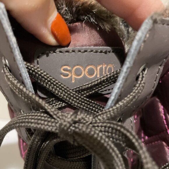 SPORTO Women's Snow Boot Size 7.5 M Burgundy Quilted Waterproof Faux Fur Lining - Picture 3 of 11